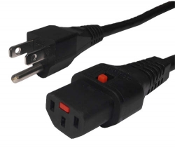 Locking Power Cable NEMA 5-15P to IEC C13 -18AWG