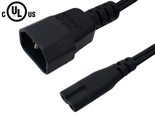 Cordon d'alimentation IEC C14 vers IEC C7 - SPT-2 - 18AWG (7A 125V)