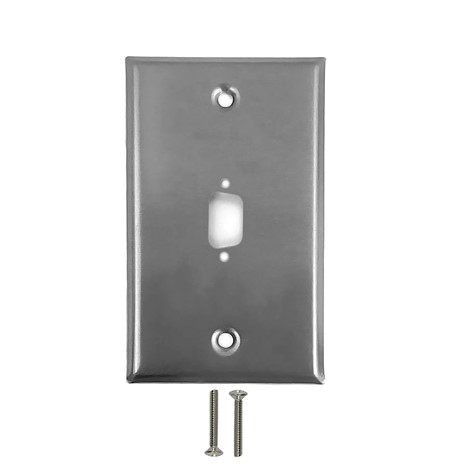 Stainless Wall Plate, One DB9/HD15/HDMI Opening