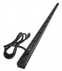 [PB1588-12-B] Vertical Power Strip 12 Outlets; 6 ft.; 15A 120V Black