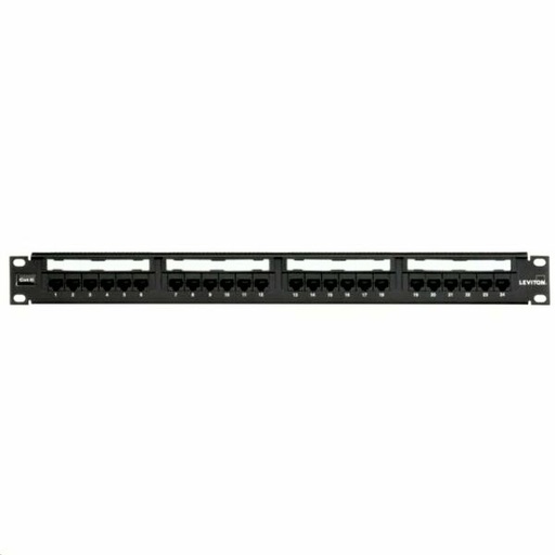 [PLV-PB6G1U24B] Cat6 Flat Universal Patch Panel, 24-Port, 1RU, Black