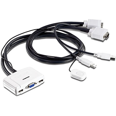 [PTN-TK-217I] KVM 2 Ports, VGA/USB/AUDIO- Câble Intégrés