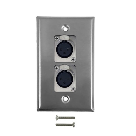 [WPIK-XLRL-2PSS] 2-Port 3-Pin XLR Locking Female WRaw materials Plate Kit - Stainless Steel