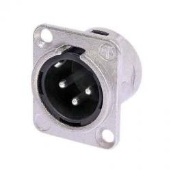 [XLR3MP-R] 3 pole male receptacle, solder contacts, Nickel housing, silver contacts