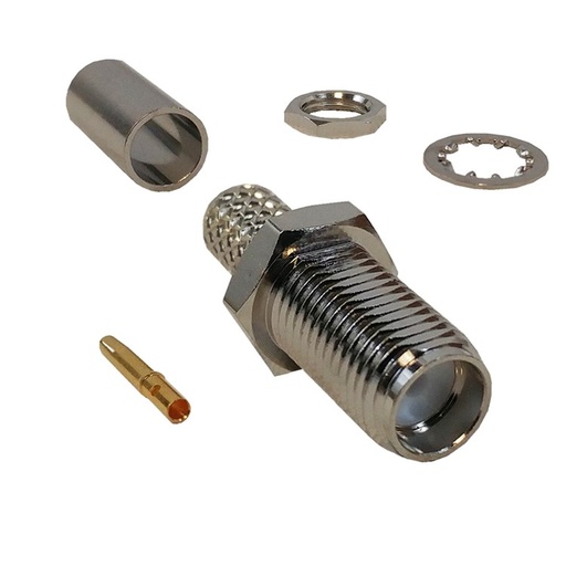 [SMAFBH-195] Connecteur à sertir pour cloison femelle SMA pour RG58 (LMR-195) 50 Ohm