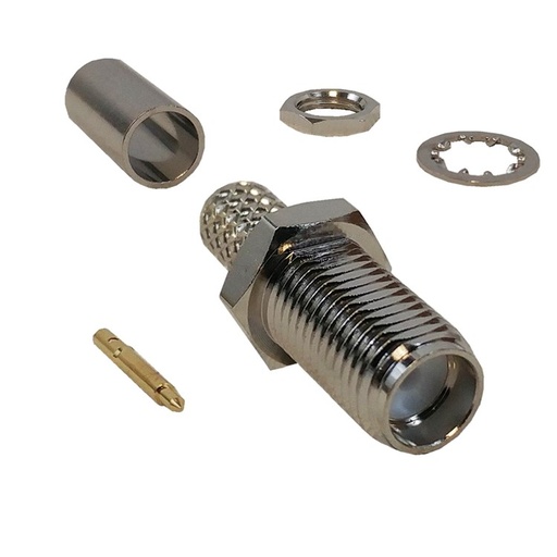 [SMAFRPBH-195] Connecteur à sertir femelle à polarité inversée SMA pour RG58 (LMR-195) 50 Ohm