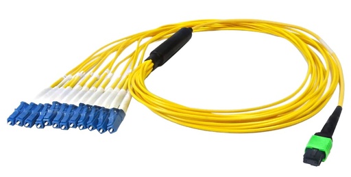 12-Fiber Singlemode MPO/APC Female to 12x LC/UPC not clipped, - OFNP Plenum
