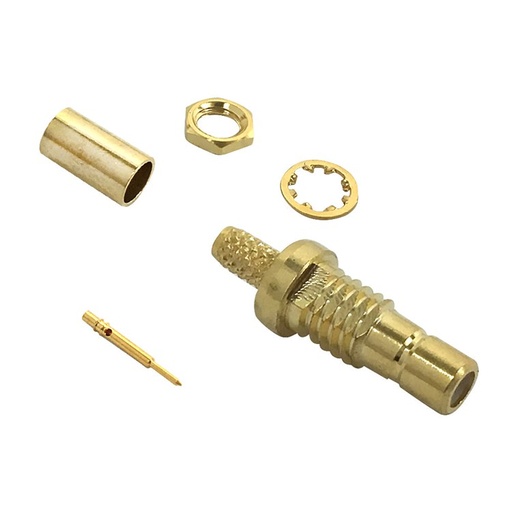 [SMBFBH-LLR100] Connecteur à sertir pour cloison femelle SMB pour RG174 (LMR-100) 50 Ohm