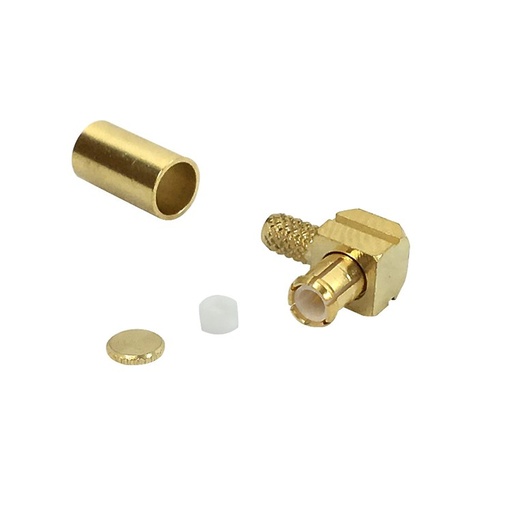 [MCXM90-LLR174] Connecteur à sertir à angle droit mâle MCX pour RG174 (LMR-100) 50 Ohm