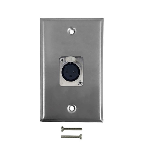 [WPIK-XLRL-1PSS] 1-Port 3-Pin XLR Locking Female WRaw materials Plate Kit - Stainless Steel