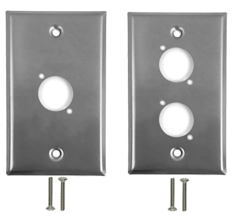 XLR Stainless Steel Wall Plates 1 & 2 Port Single Gang