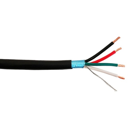 [CK04-18BK/1000] 4 Conductor 18AWG Stranded Control Cable CMR Shielded - Black - 1000'
