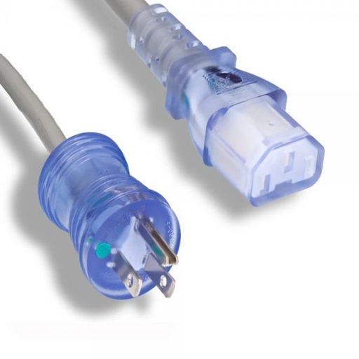 Hospital Grade 5-15P to C13 Power Cable 18AWG SJT (10A/125V)