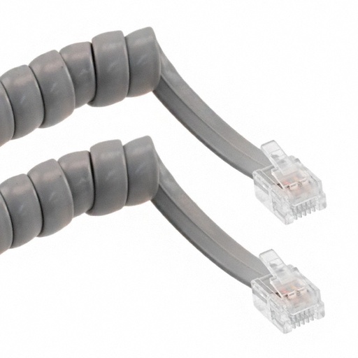 [RJ12-CLG-8] Modular Coiled Cord RJ12 6P6C 8' Gray