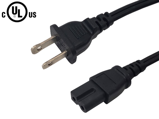 Polarized Notebook/Laptop AC Power Cord NEMA 1-15P to IEC C7