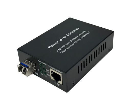 [FI-TFC-10KMLC/POE+] 10/100/1000 Singlemode Media Converter 10km LC (1310nm) with PoE+
