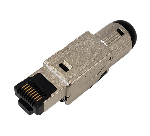 [RJ45MSS-CAT8] RJ45 Cat8 Shielded Male Connector (Solid or Stranded) Field Termination Tool-Less Plug