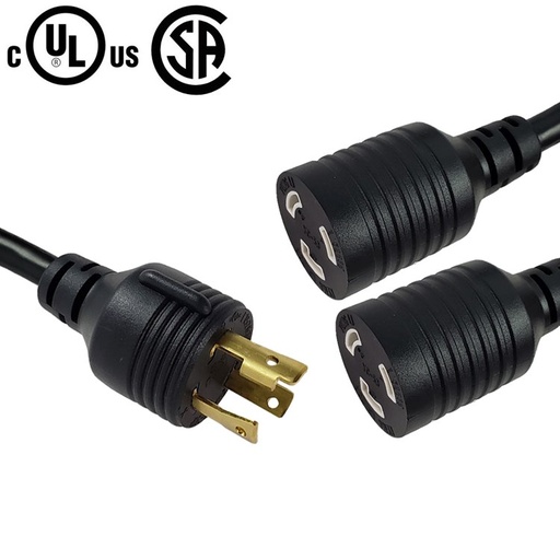 [PCC-L630P-2XL620R-2] NEMA L6-30P vers 2x NEMA L6-20R - SJT Câble d'alimentation 2 pieds