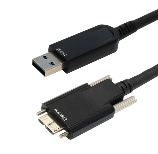 USB 3.1 Drag Chain Type A Male to Micro-B Male AOC  Cable with Thumbscrews - 10Gbps - 800mA