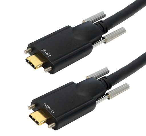 USB 3.1 Drag Chain Type C Male to Type-C AOC Cable with Thumbscrews - 10 Gbps - 800 mA