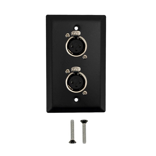 XLR 3 Position 2 Port Wall Plate Kit - Stainless Steel - Black