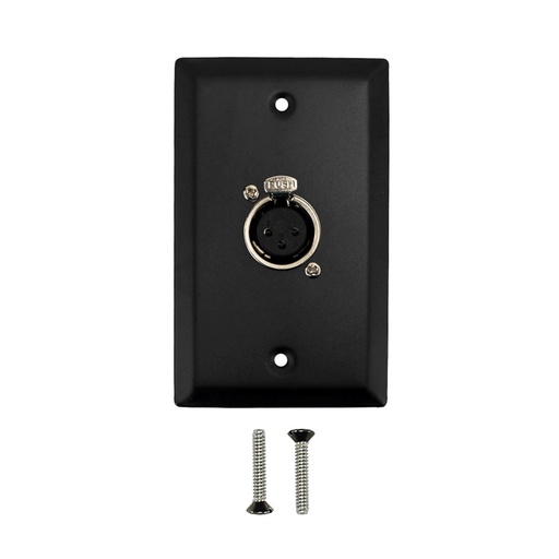 XLR 3 Position 1 Port Wall Plate Kit - Stainless Steel - Black