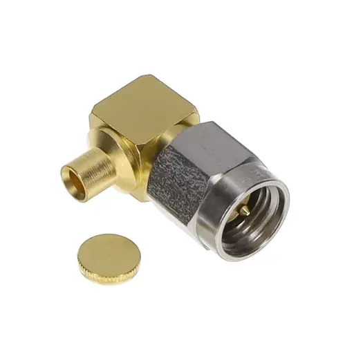 [RF-ZHS-16SMA-50-2-53] 16_SMA-50-2-53, SMA Connector Plug, Male Pin 50 Ohms Free Hanging (In-Line), Right Angle Solder
