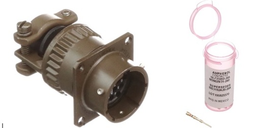 [ZAP-MS3120F14-19P] MS3120F14-19P, Conn MIL-C-26482 Circular PIN 19 POS Crimp ST Wall Mount 19 Terminal 1 Port, AMPHENOL