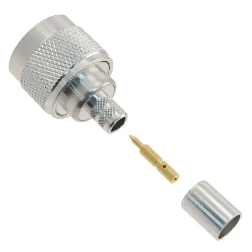 [ZAP-172202] 172202, N Type Connector Plug, Male Pin 50 Ohms Free Hanging (In-Line) Crimp, Amphenol RF