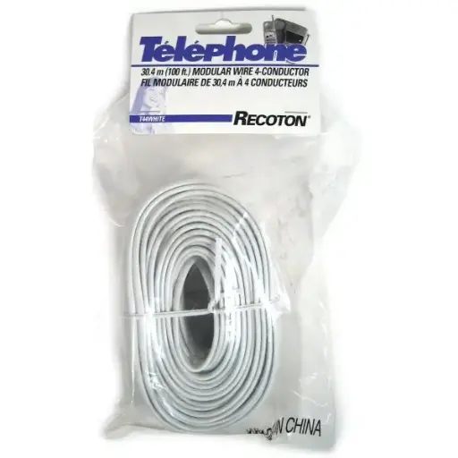 [RJ11CW-100] 100 ft. 4-Conductor RJ11 Flat Cable - White
